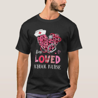 Leopard Heart One Love School Nurse Valentines Da T-Shirt