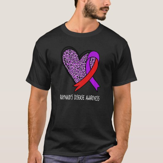 Leopard Heart Raynaudu2019s Disease Awareness Purp T-Shirt (Vorderseite)
