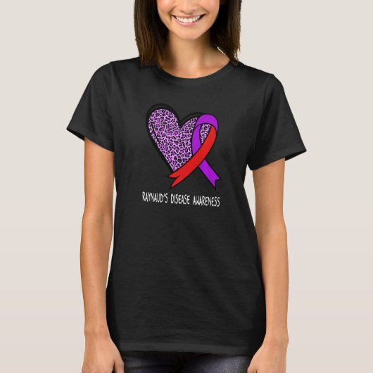 Leopard Heart Raynaudu2019s Disease Awareness Purp T-Shirt (Vorderseite)