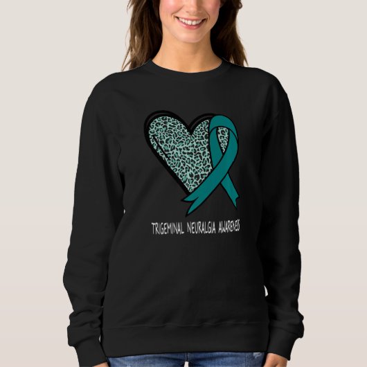 Leopard Heart Trigeminal Neuralgia Awareness Teal Sweatshirt (Vorderseite)