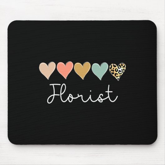 Leopard Hearts Valentines Day For Team Florist Va Mousepad (Vorne)