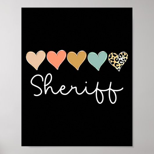 Leopard Hearts Valentines Day For Team Sheriff Va Poster (Vorne)