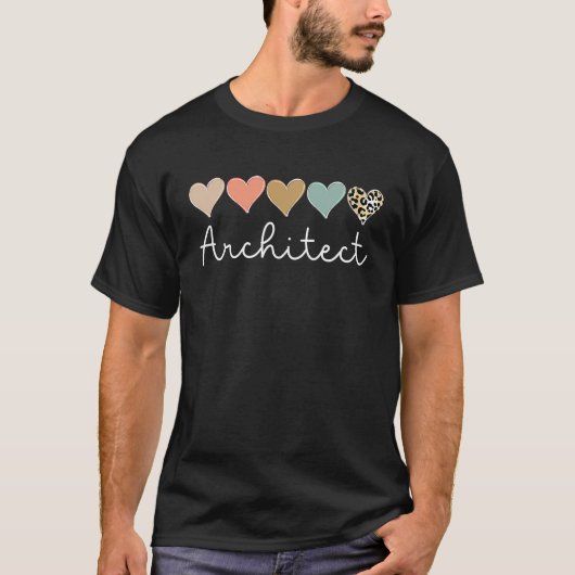 Leopard Hearts Valentinstag für Team Architect T-Shirt (Vorderseite)