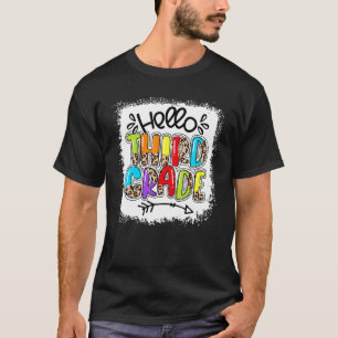 Leopard Hello Third Grade Teacher First Day T-Shirt
