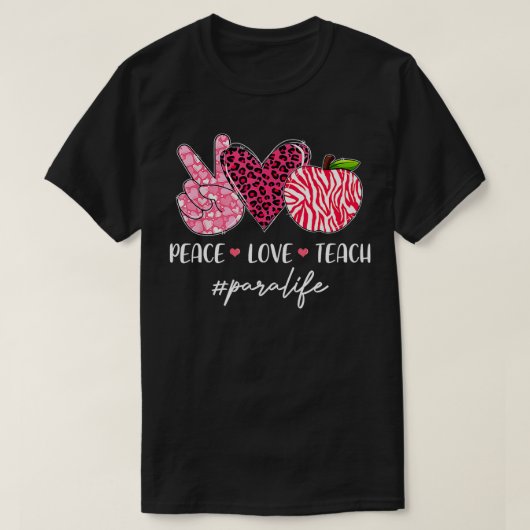 Leopard Herz Teach Para T-Shirt (Design vorne)