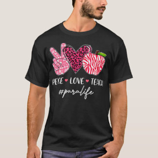 Leopard Herz Teach Para T-Shirt