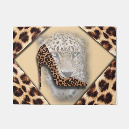 Leopard High Heel & Face Design Fußmatte (Vorderseite)