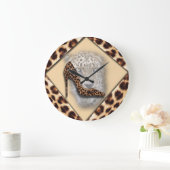 Leopard High Heel & Face Design Große Wanduhr (Zuhause)