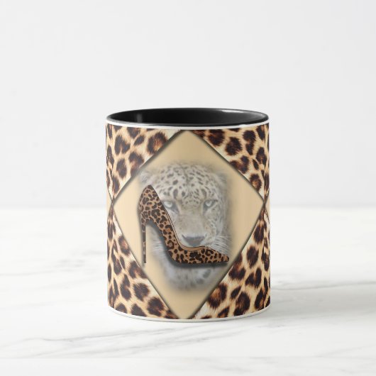 Leopard High Heel & Face Design Tasse (Zentrum)
