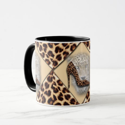 Leopard High Heel & Face Design Tasse (Vorderseite Links)