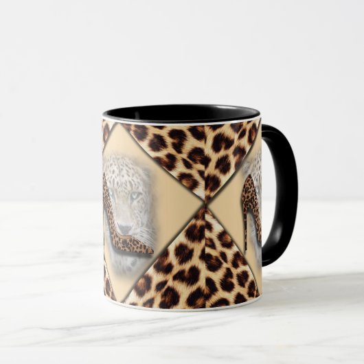 Leopard High Heel & Face Design Tasse (VorderseiteRechts)