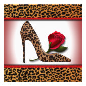 Leopard High Heel & Rote Rose Fotodruck (Vorne)
