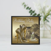 Leopard High Heel Schuhe Schwarze Gold Frauen Gebu Einladung (Stehend Vorderseite)