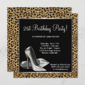 Leopard High Heels Frauen 21. Geburtstag Einladung (Vorne/Hinten)