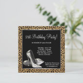 Leopard High Heels Frauen 21. Geburtstag Einladung (Stehend Vorderseite)