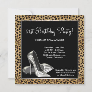Leopard High Heels Frauen 21. Geburtstag Einladung