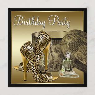 Leopard High Heels Schuhe Schwarz Gold Damen Gebur Einladung