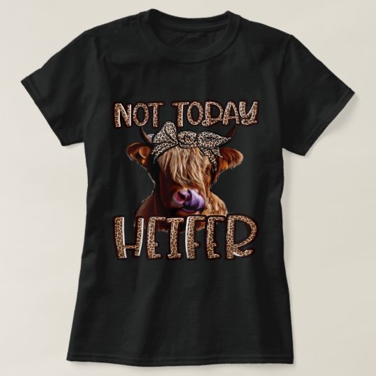 Leopard Highland Cow noch nicht Heifer Western Far T-Shirt (Design vorne)