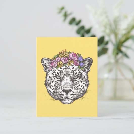 Leopard Hippie Chic Postkarte (Stehend Vorderseite)