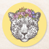 Leopard Hippie Chic Runder Pappuntersetzer (Vorderseite)