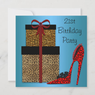Leopard-Hochhackige Damen zum 21. Geburtstag Einladung