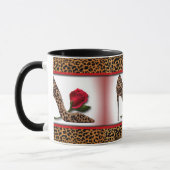 Leopard-hohe Ferse u. Rote Rose Tasse (Links)