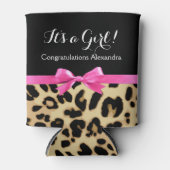 Leopard Hot Pink Bow The a Girl Safari Babydusche Dosenkühler (Vorderseite)