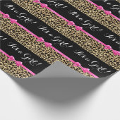 Leopard Hot Pink Bow The a Girl Safari Babydusche Geschenkpapier (Ecke)