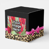 Leopard Hot Pink Bow The a Girl Safari Babydusche Geschenkschachtel (Rückseite)