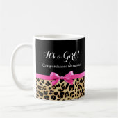 Leopard Hot Pink Bow The a Girl Safari Babydusche Kaffeetasse (Links)