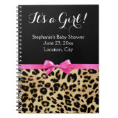 Leopard Hot Pink Bow The a Girl Safari Babydusche Notizblock (Vorderseite)