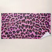 Leopard Hot Pink Painted Textur Strandtuch (Vorderseite)