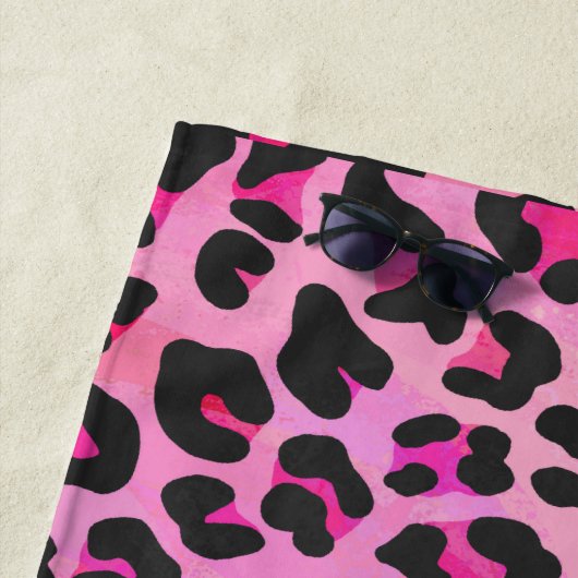 Leopard Hot Pink Painted Textur Strandtuch (Beispiel)