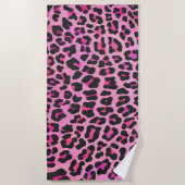 Leopard Hot Pink Painted Textur Strandtuch (Vorderseite)