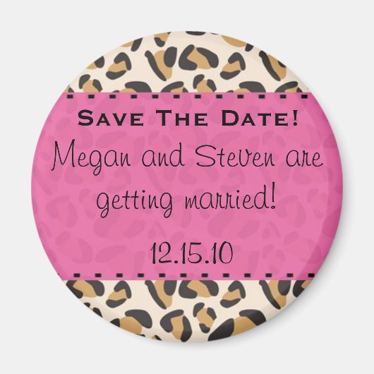 Leopard & Hot Pink Speichern Sie die Datumsmagnete Magnet (Vorne)