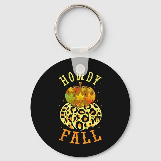 Leopard Howdy Fall Pumpkin Western Herbstleaves Schlüsselanhänger (Vorderseite)