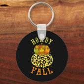 Leopard Howdy Fall Pumpkin Western Herbstleaves Schlüsselanhänger (Vorderseite)