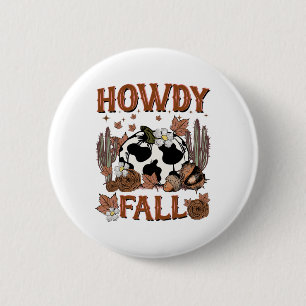 Leopard Howdy Fall Western Pumpkin Herbst Fall als Button