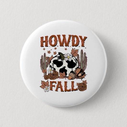 Leopard Howdy Fall Western Pumpkin Herbst Fall als Button (Vorderseite)