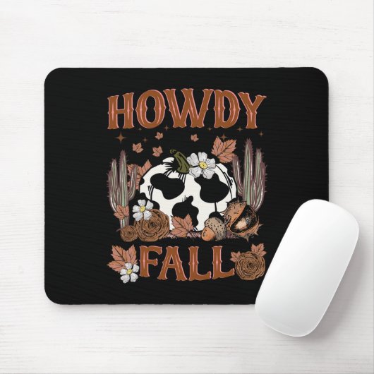 Leopard Howdy Fall Western Pumpkin Herbst Fall als Mousepad (Mit Mouse)