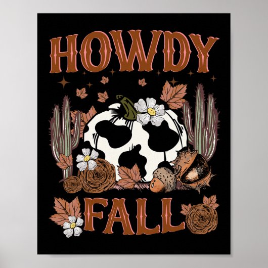 Leopard Howdy Fall Western Pumpkin Herbst Fall als Poster (Vorne)