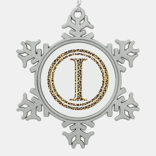 Leopard I Schneeflocken Zinn-Ornament (Vorderseite)