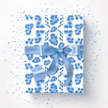 Leopard Ikat in Blau Porzellan