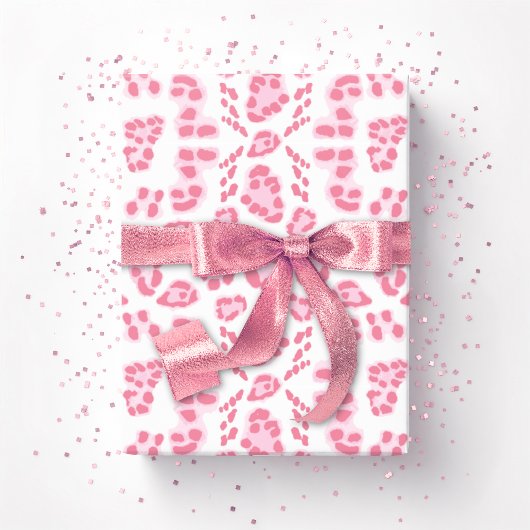 Leopard-Ikat in Rosa Geschenkpapier