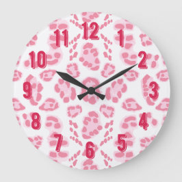 Leopard Ikat in Rosa Große Wanduhr