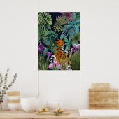 Leopard im Blumengarten Poster (Küche)