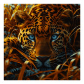Leopard im Gras Poster (Vorderseite)