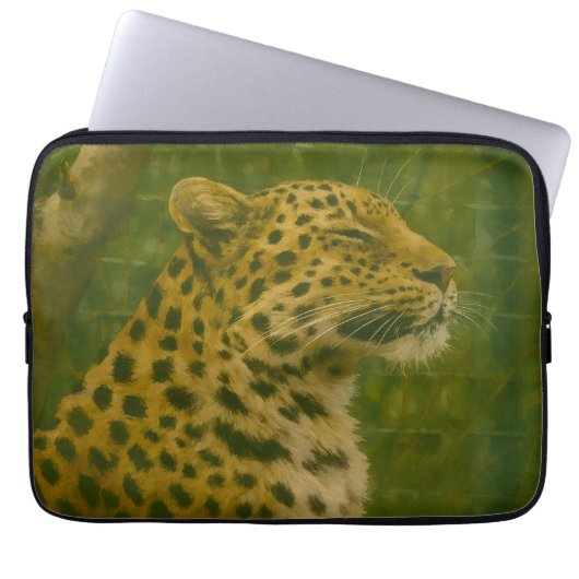 Leopard im Heiligtum Laptopschutzhülle (Vorderseite)