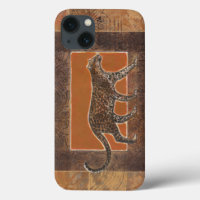 Leopard im orangefarbenen und braunen Hintergrund