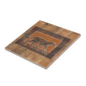 Leopard im orangefarbenen und braunen Hintergrund Fliese (Seite)